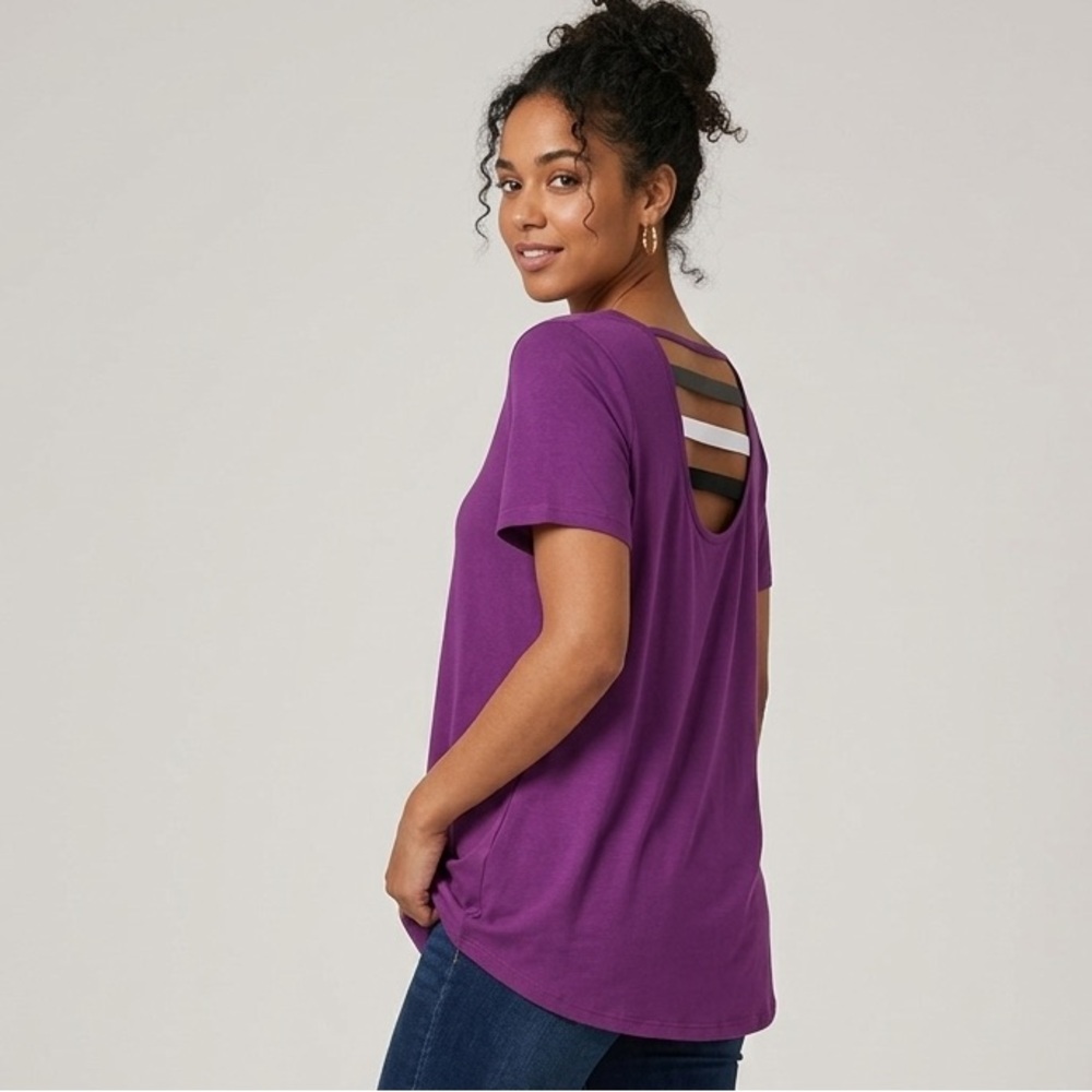 Elegant Purple Short Sleeve Women's Top
